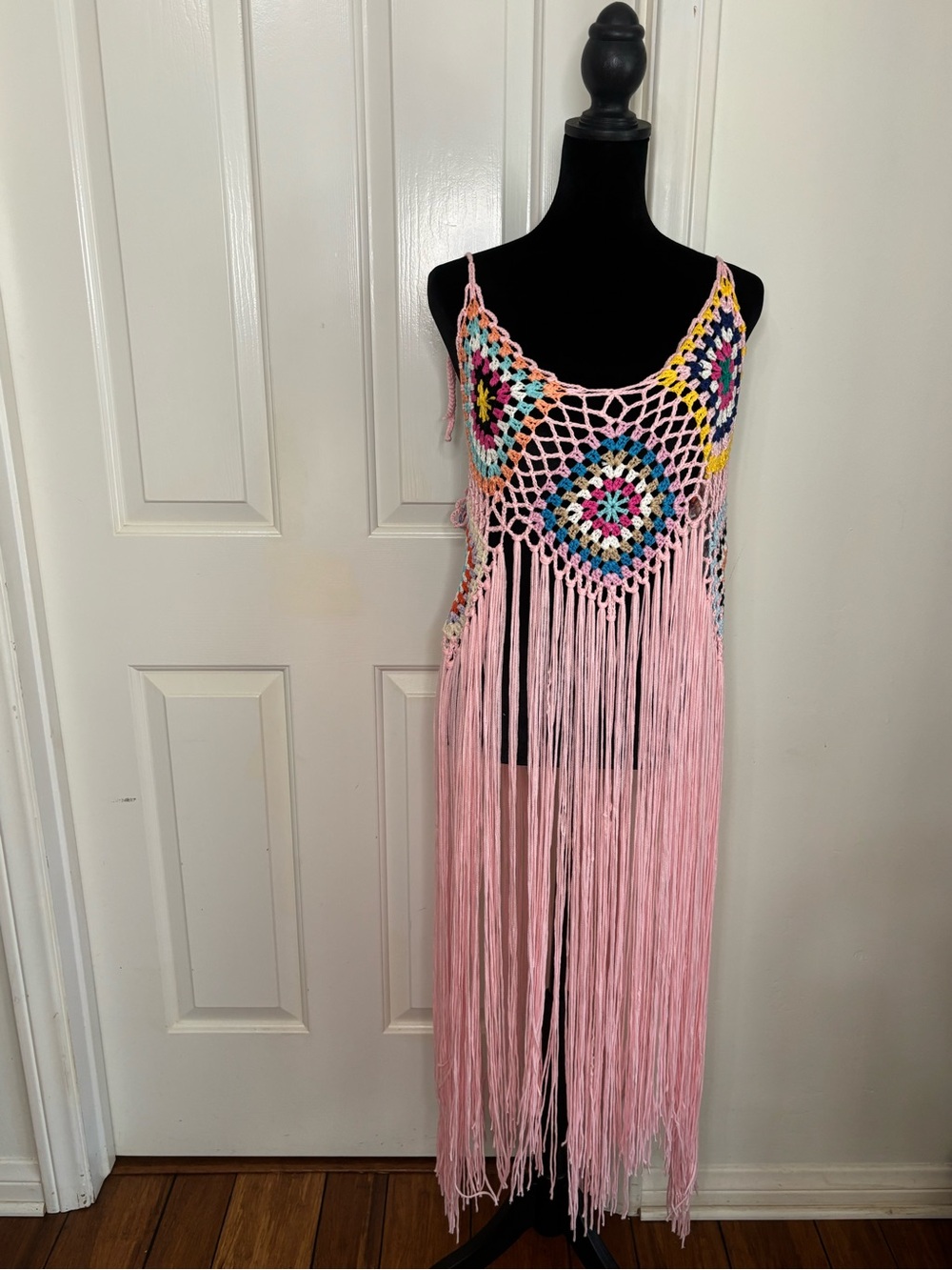 Pink Crochet Fringe Tank